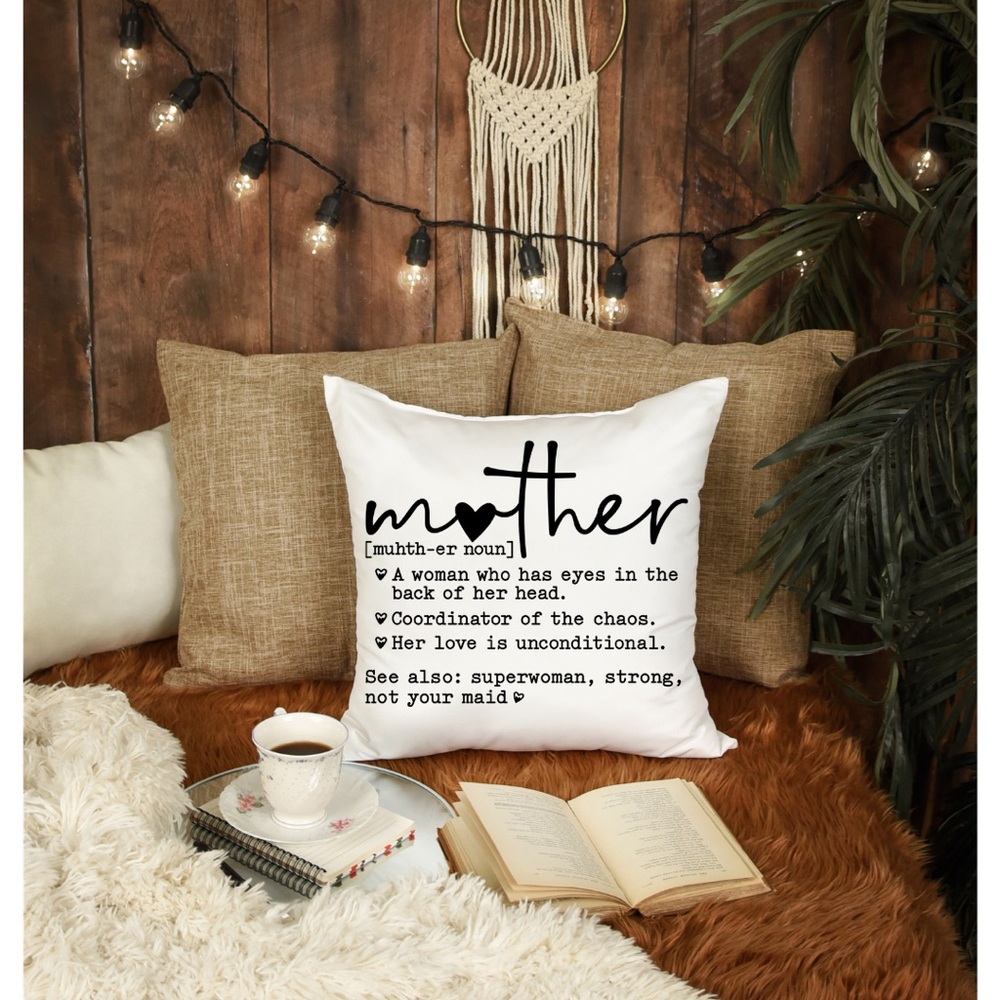 Mother Definition Throw Pillow - White
